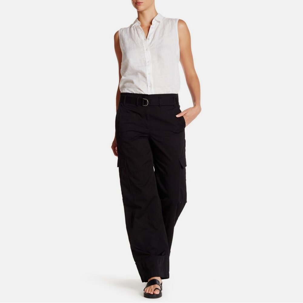 Helmut Lang Black Linen Twill Cargo Utility Pants